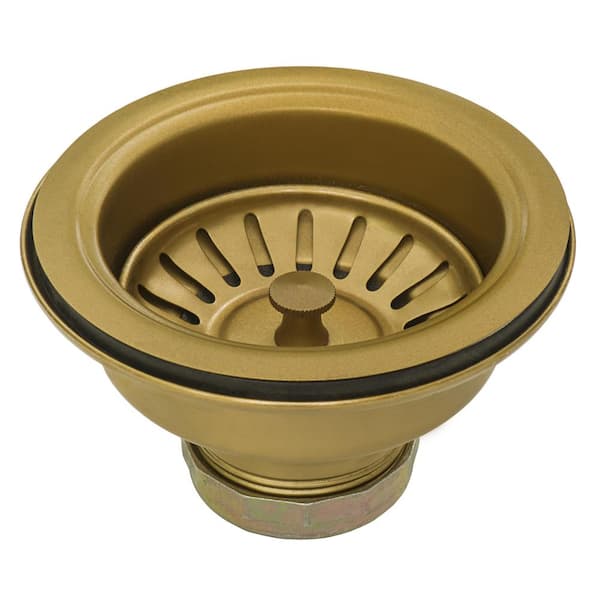 3.5 in. Kitchen Sink Strainer Drain Assembly in Brass/Gold Tone Stainless Steel