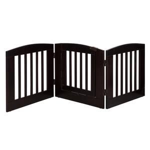 Ruffluv 24 in. H Wood 3-Panel Expansion Cappuccino Pet Gate with Door