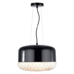 Enzo1-Light Black/Clear Pendant with Glass Shade