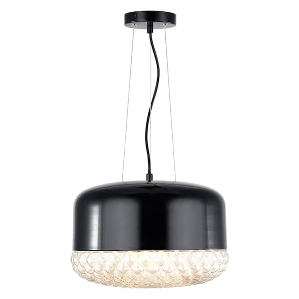 Enzo1-Light Black/Clear Pendant with Glass Shade