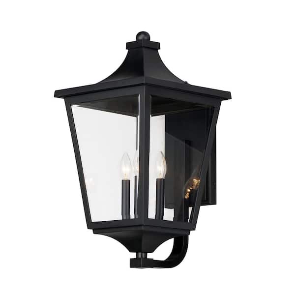 Sutton Place VX 3-Light Black Outdoor Hardwired Wall Lantern