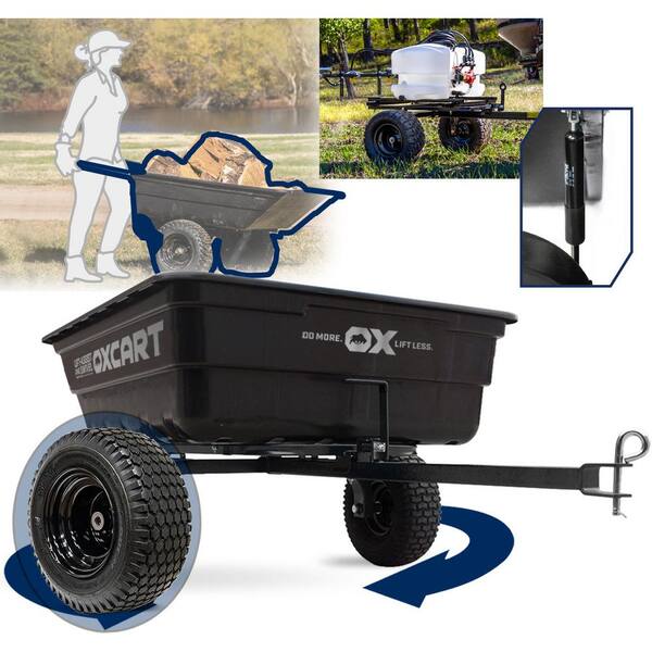 OXCART PRO-ATV Stockman 15 cu. ft. To 17 cu. ft. Lift-Assist and Swivel Dump Cart w Run-Flat ZTR MAG Tires