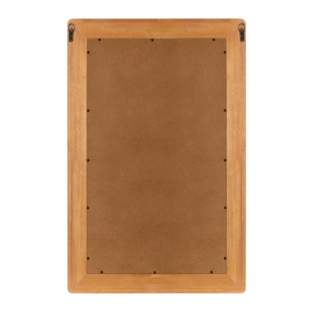 Natural Wood Rectangular Vanity Mirror with Shelf