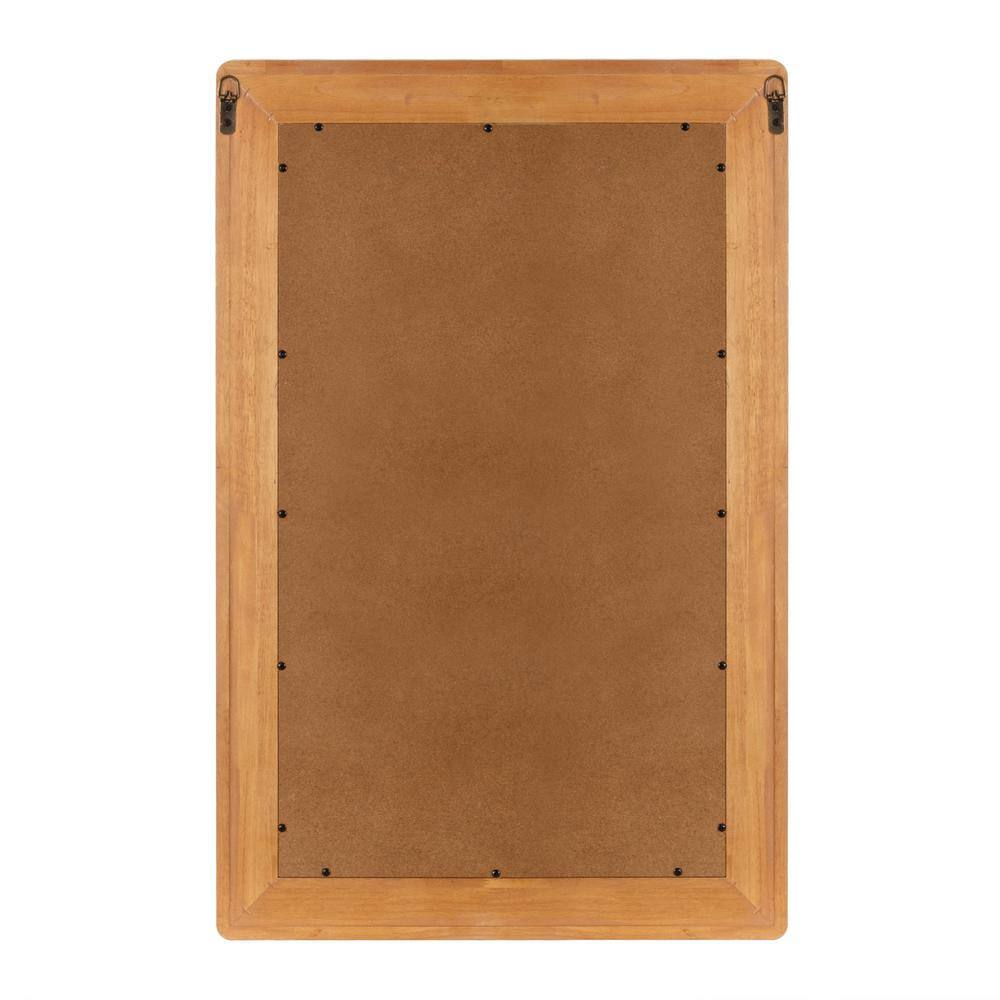 Natural Wood Rectangular Vanity Mirror with Shelf