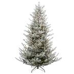 6.5 ft. PreWithLit Flocked Little River Fir Artificial Christmas Tree With Clear Lights