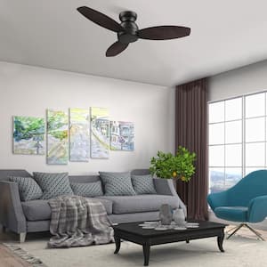 Osborn 48 in. Indoor Black 10-Speed DC Motor Flush Mount Ceiling Fan with Remote Control