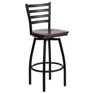 30.25 in. Black and Mahogany Swivel Bar Stool