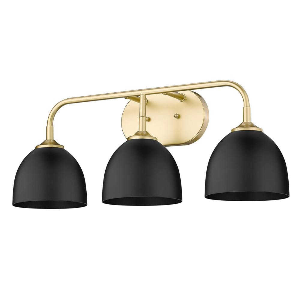 Zoey Black and Gold 3-Light Bath Vanity Fixture