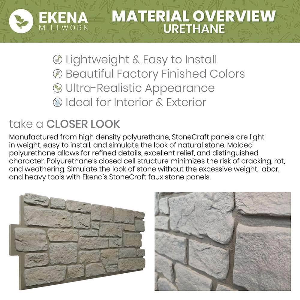 Harbor Mist Faux Stone Panel, 48"W x 23.75"H