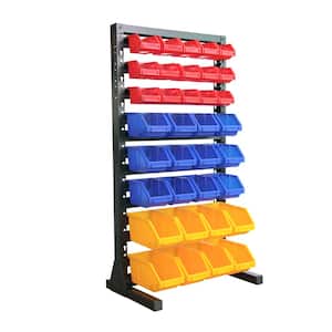 Black 8-Tier Haning Bin Storage System Garage Storage Rack (70 Plastic Bins in 8 Tier)