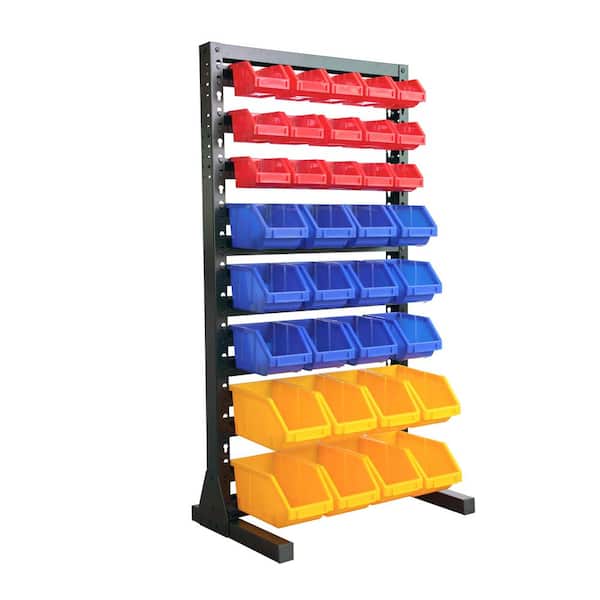 Black 8-Tier Haning Bin Storage System Garage Storage Rack (70 Plastic Bins in 8 Tier)