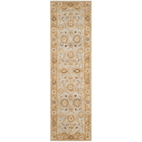 SAFAVIEH Antiquity Light Blue/Sage 2 ft. x 8 ft. Border Runner Rug