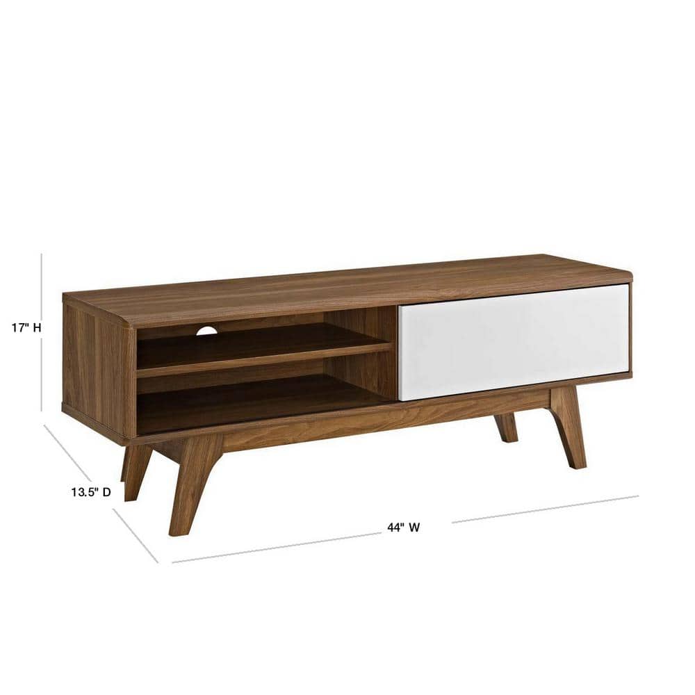 Elegant Envision 48" White and Walnut TV Stand with Cabinet
