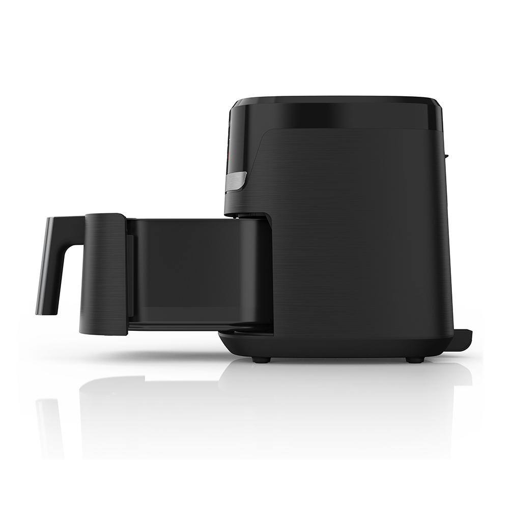 Black 6-Quart Electric Air Fryer with Stainless Steel Touch Control