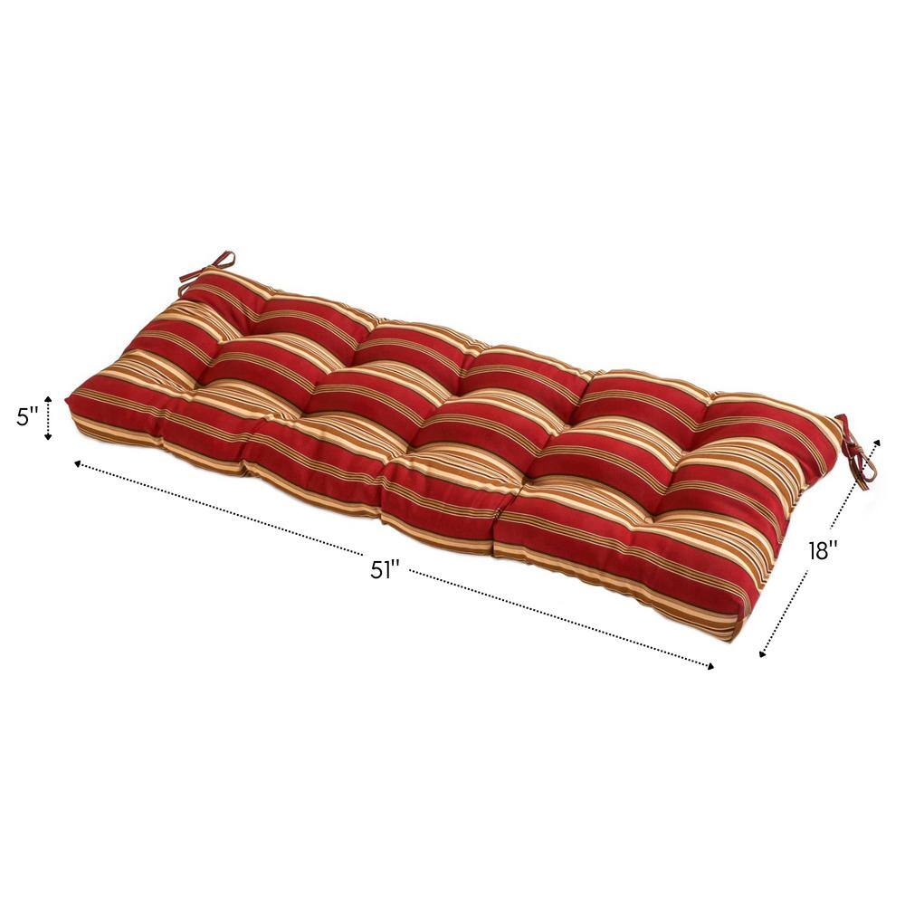 Roma Stripe Red and Beige Polyester Outdoor Bench Cushion