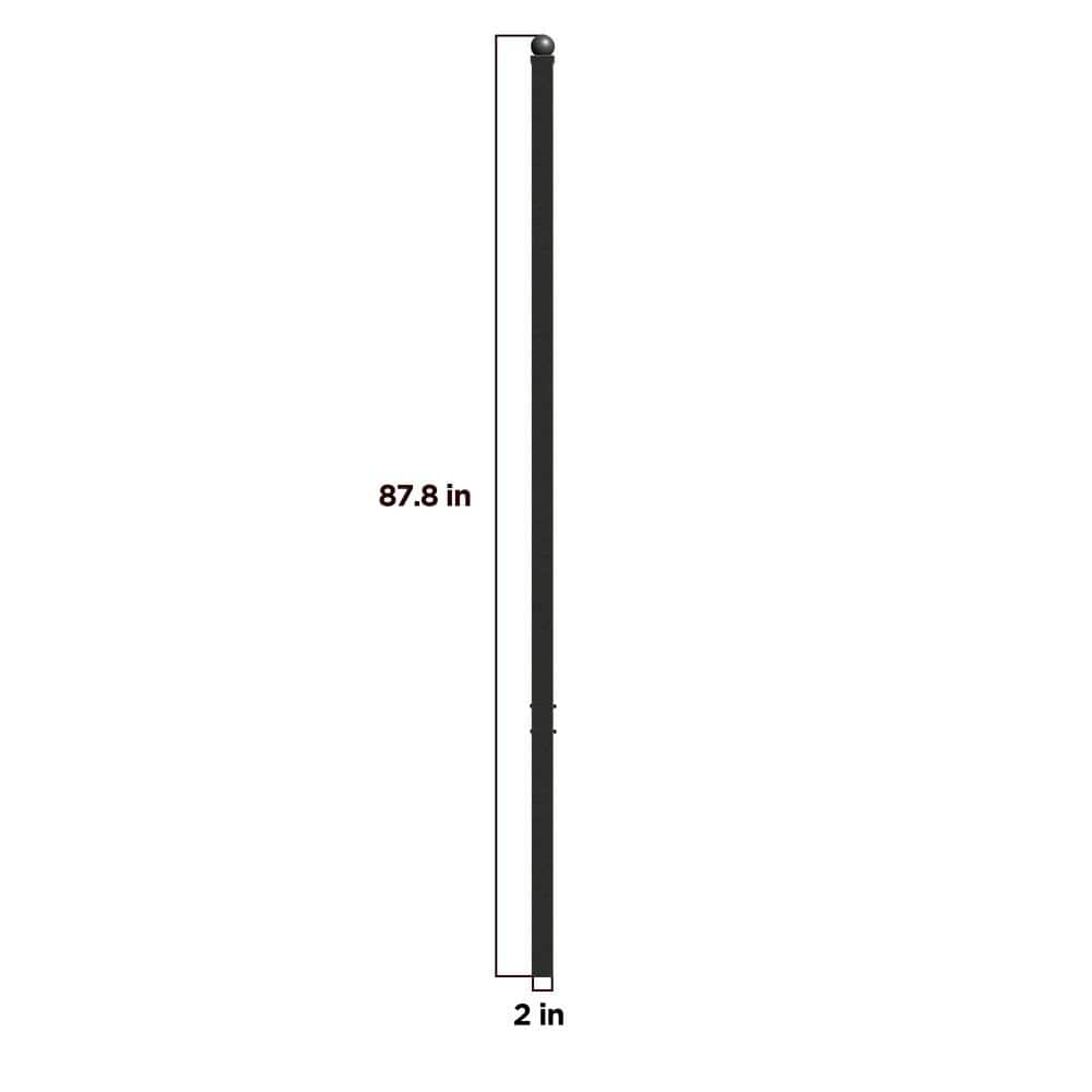 Black Galvanized Steel 7.3 ft Fence Post with Ball Finial
