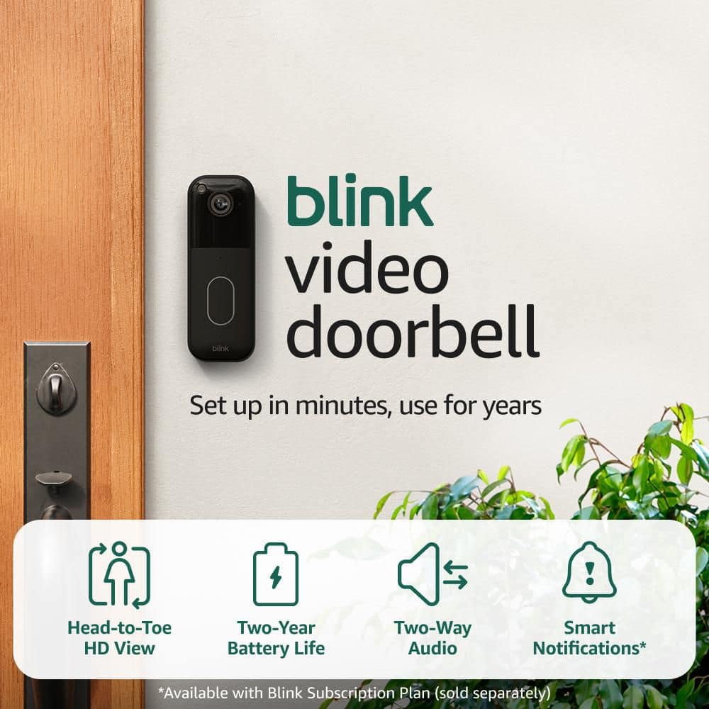 Blink Video Doorbell System - Wireless - Battery Operated Smart Video Doorbell Camera and Included Sync Module Core,Black B0DGQZ8JZK