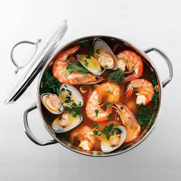 Stock Pot 24 qt. Stainless Steel with Tempered Glass Lid, Induction Compatible, Dishwasher & Oven Safe, Riveted Handle