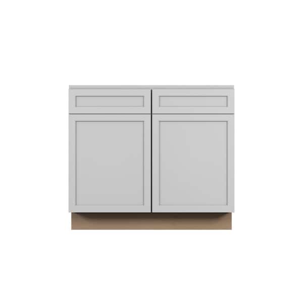 Kunal Kitchens Westport Shaker 39 in. W x 34.5 in. H x 24 in. D in Painted White Plywood Assembled Sink Base Cabinet
