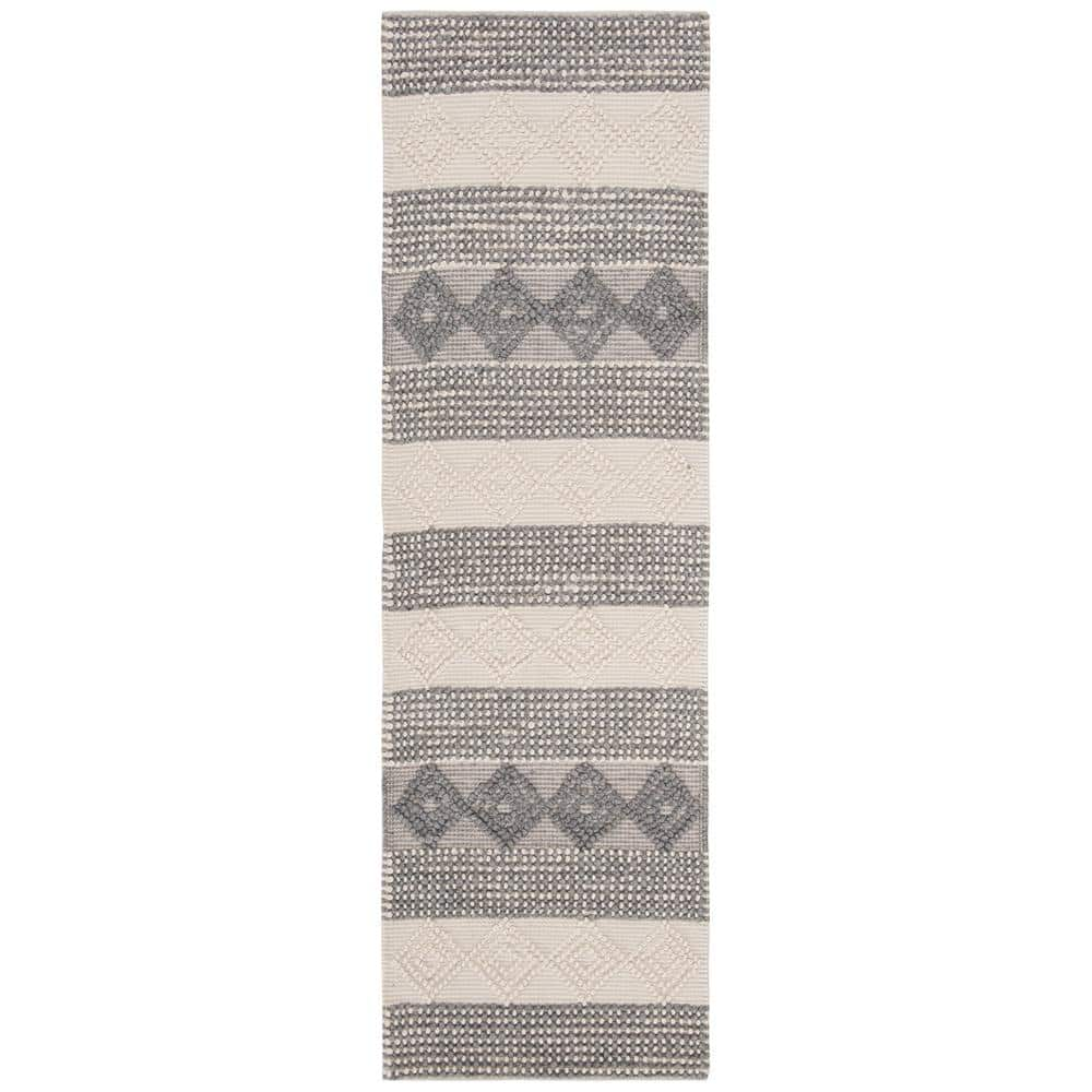 SAFAVIEH Natura Gray/Ivory 2 ft. x 8 ft. Abstract Runner Rug NAT105F-28 ...