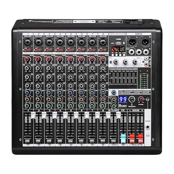 S-10 Series Audio Mixer 8-Channel Professional Bluetooth Sound Console with USB Recording and 99 DSP Effects in Black