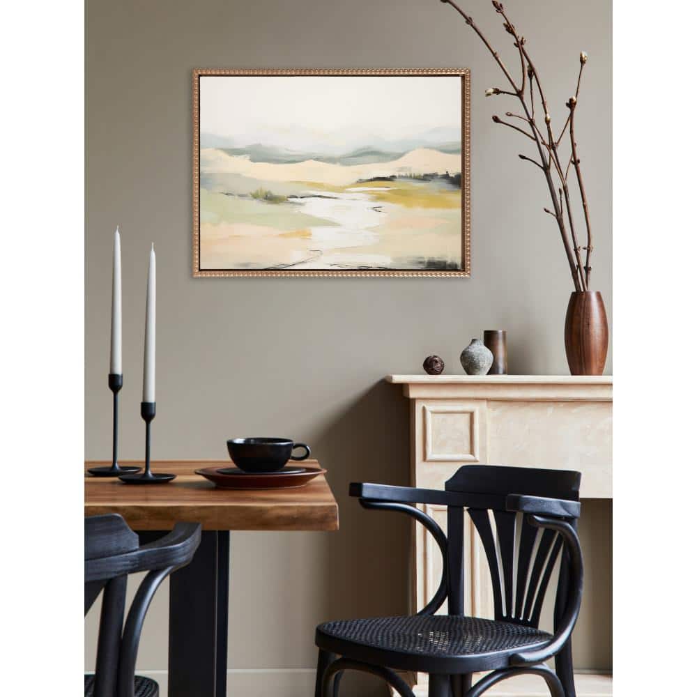 Gold Beaded Frame Abstract Landscape Canvas Wall Art, 18x24