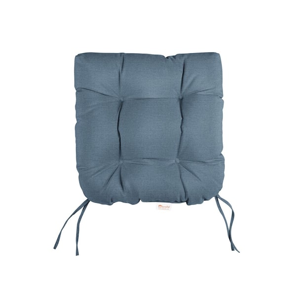 SORRA HOME Sunbrella Spectrum Denim Tufted Chair Cushion Round U-Shaped Back 16 x 16 x 3