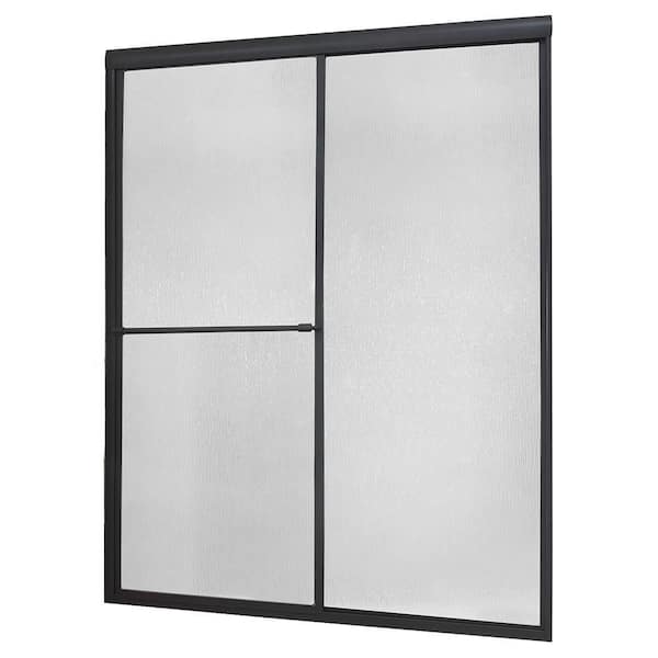 Foremost Tides 56 in. to 60 in. x 70 in. H Framed Sliding Shower Door in Oil Rubbed Bronze and Rain Glass