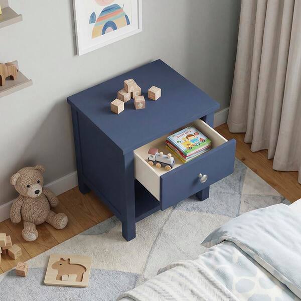 Lazzara Darden Blue Wood Frame 1 Drawer 20 in. Nightstand B2083BU