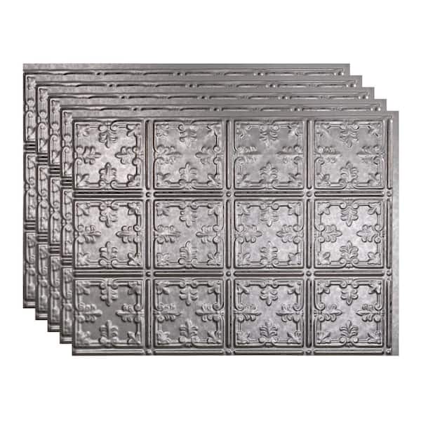 Fasade 18.25 in. x 24.25 in. Traditional #10 Vinyl Backsplash Panel in Galvanized Steel (5-Pack)