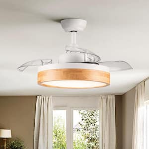 36 in. Integrated LED Indoor White Plus Walnut Ceiling Fan with Remote