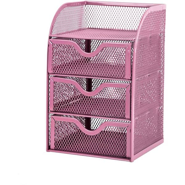 Pro Space Metal Mesh File Storage Box Suitable for Office or Home in Pink