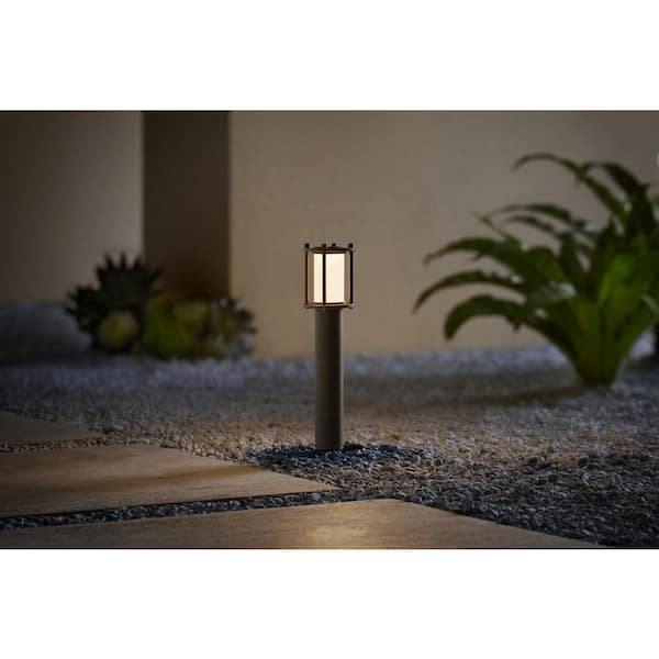 Ashford 100 Lumen Low Voltage Antique Brass Integrated LED Outdoor Landscape Bollard Light