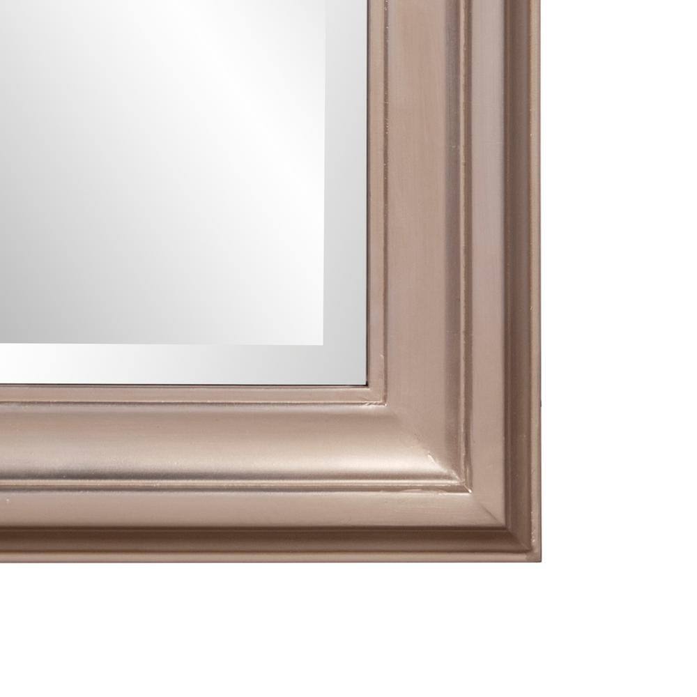 Transitional Brushed Nickel and Wood Full-Length Mirror