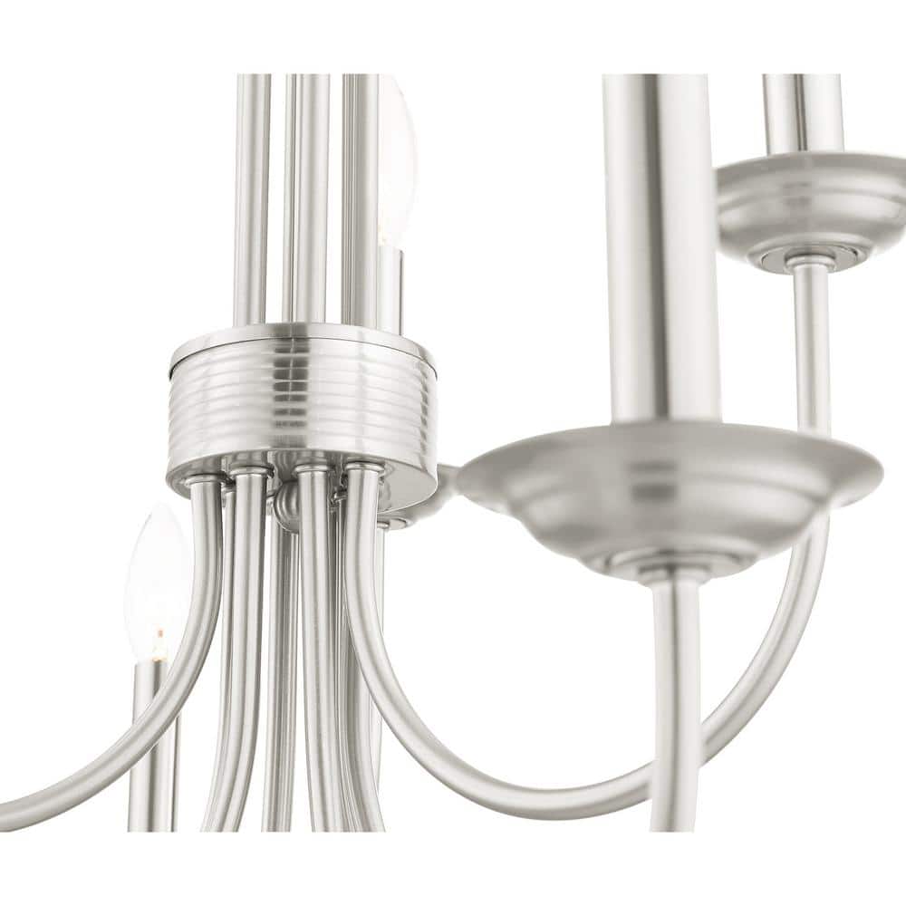 Elegant Brushed Nickel & Crystal 9-Light Traditional Chandelier