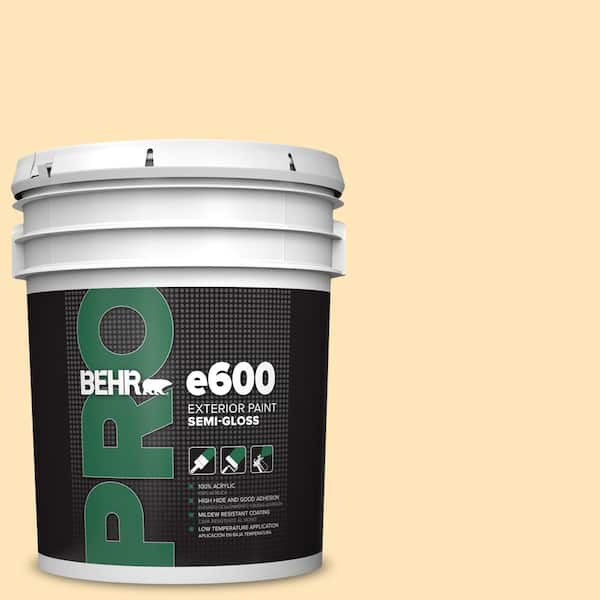 BEHR PRO 5 gal. #BIC-28 Butter Creme Semi-Gloss Exterior Paint