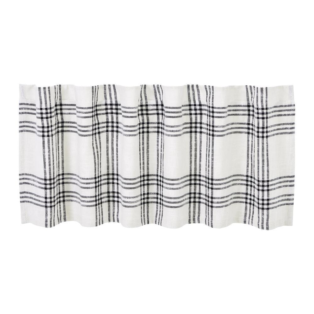 Black and White Plaid Cotton Rod Pocket Valance, 60" Width