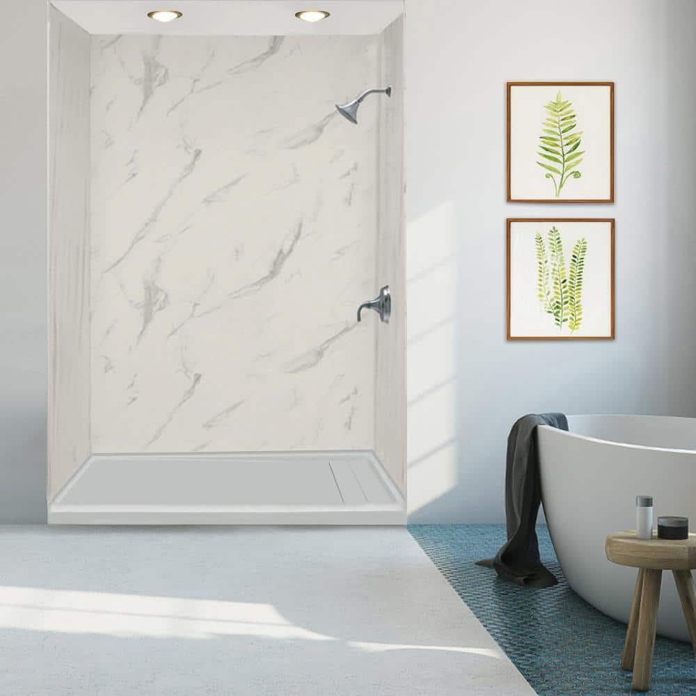 60'' x 30'' Gray Rectangular Shower Base with Right Drain