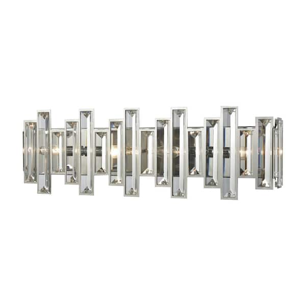 Titan Lighting Crystal Heights 4-Light Polished Chrome with Clear Crystal Bath Light