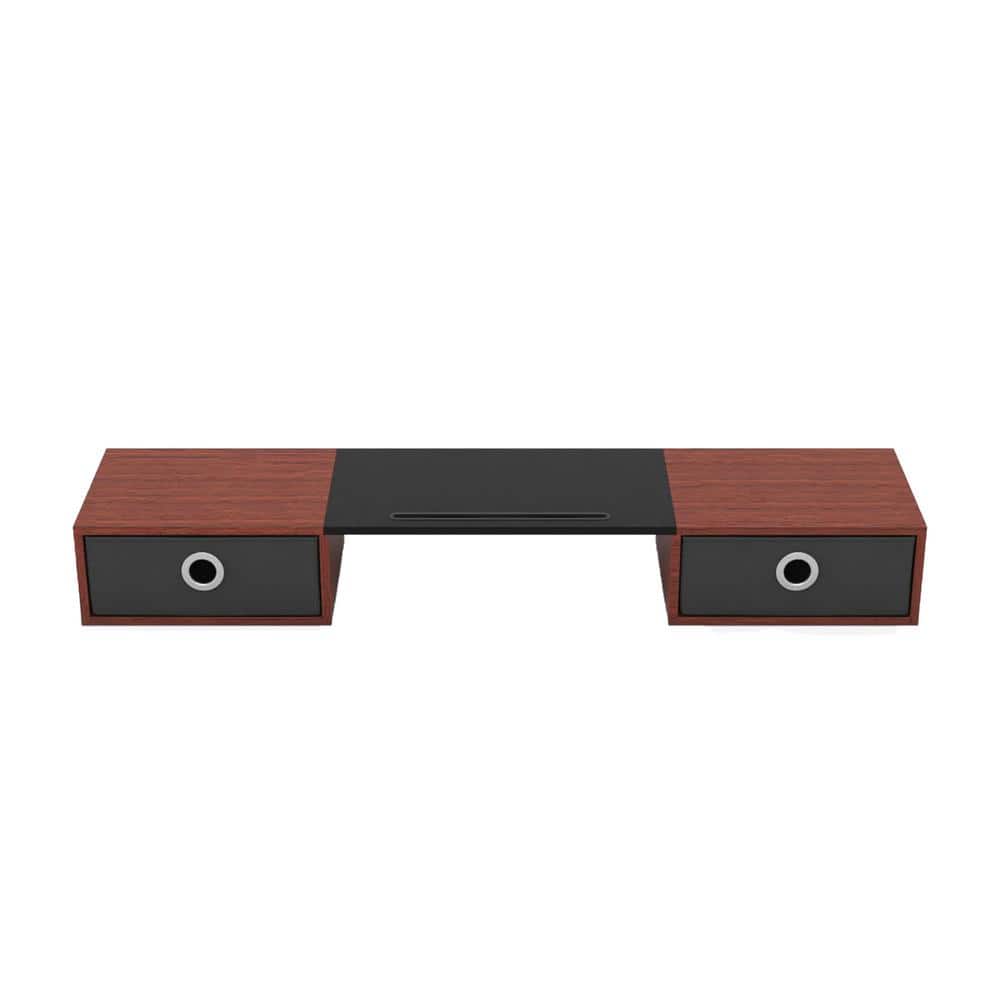 36 in. x 8.66 in. x 5 in. Brown Desk Accessories, Dual Monitor Stand Riser 
