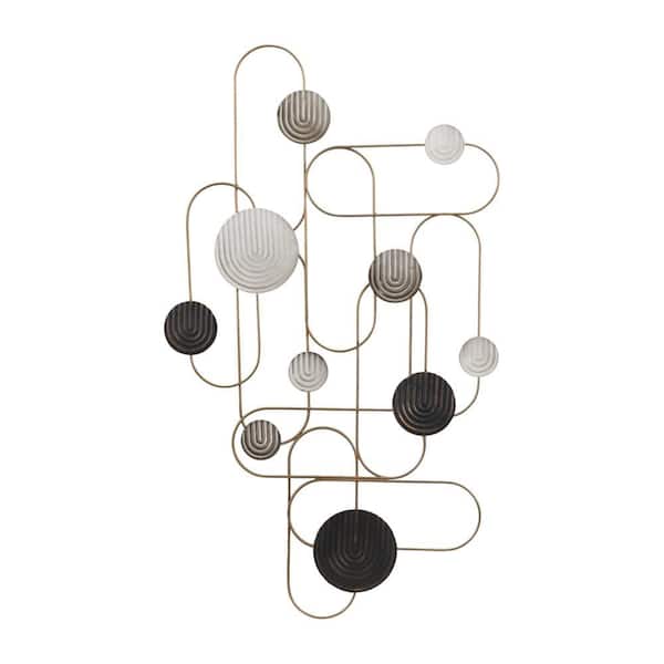 33 in. x 20 in. White Geometric Arch Discs Modern Metal Work Wall Decor