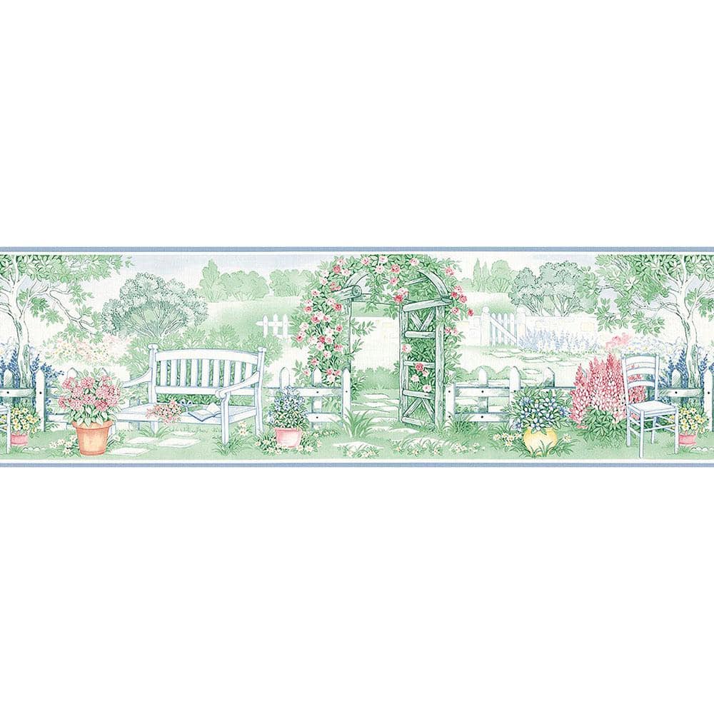 Norwall Garden Gate Blue, Green, Pink Wallpaper Border CN73861 - The ...