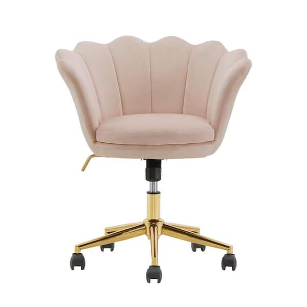 HomeSullivan Pink Velvet Seashell Office Chair 40E285C2-BPV - The Home Depot