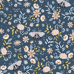 Blue Zev Butterfly Matte Non-Pasted Wallpaper Sample
