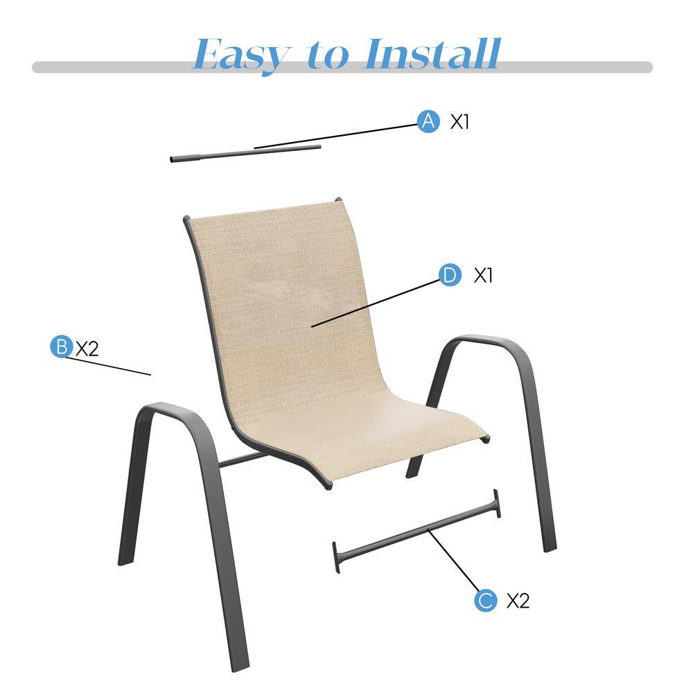 Brown Metal Outdoor Stackable Dining Armchairs - Set of 4