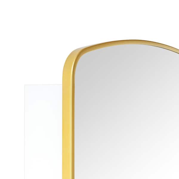 18-in x 30-in Surface Mount Gold Mirrored Arched Medicine Cabinet