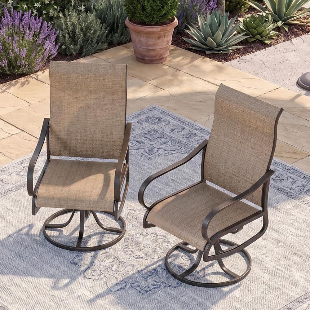 Black Swivel Textilene Metal Patio Outdoor Dining Chair Set of 2 price history on PriceWatchPro