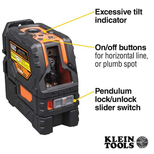 Klein Tools Laser Level Self Leveling Red Cross Line Level and Red Plumb Spot 93LCLS 93LCLS