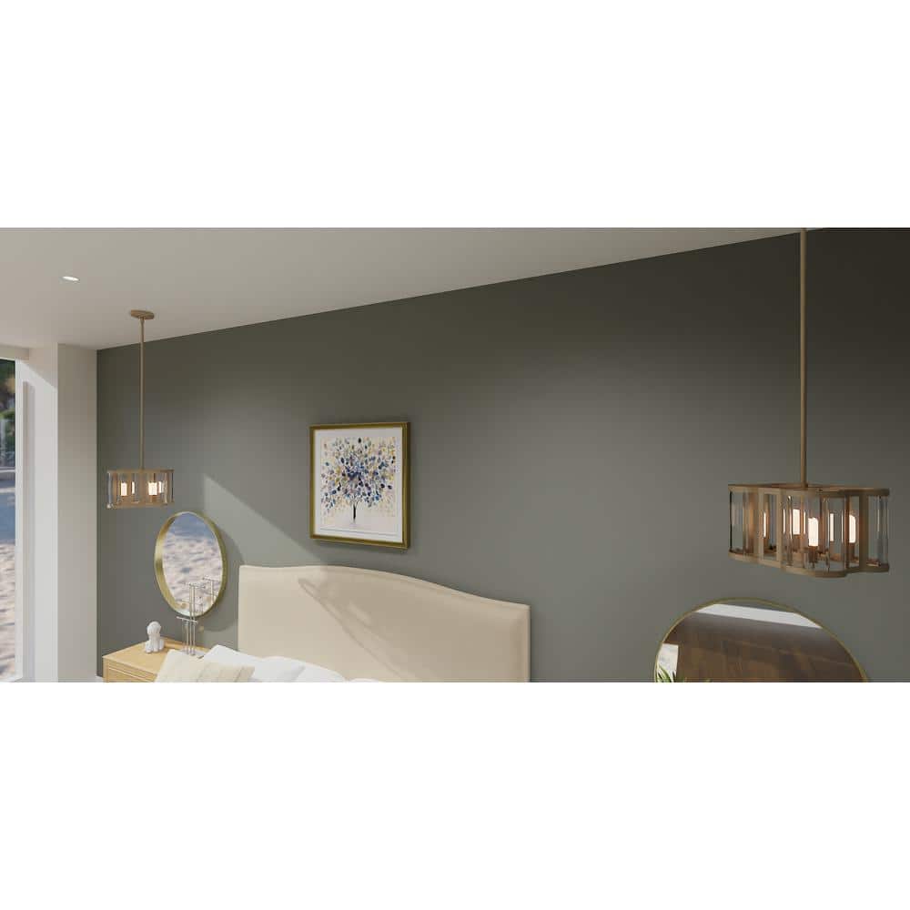 Renee 15'' Bronze Gold Glass 4-Light Pendant