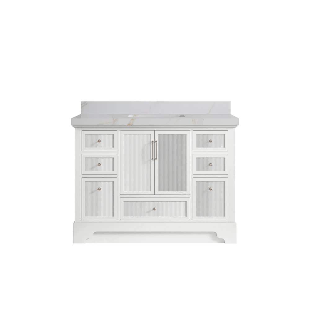 Alys 48 in. W x 22 in. D x 36 in. H Single Sink Bath Vanity in White with 2 in. Calacatta Sienna Top price history on PriceWatchPro